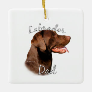 Labrador Retriever (choklad) Pappa 2 Julgransprydnad Keramik
