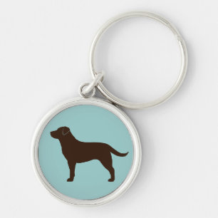 Labrador Retriever (Choklad) Rund Silverfärgad Nyckelring