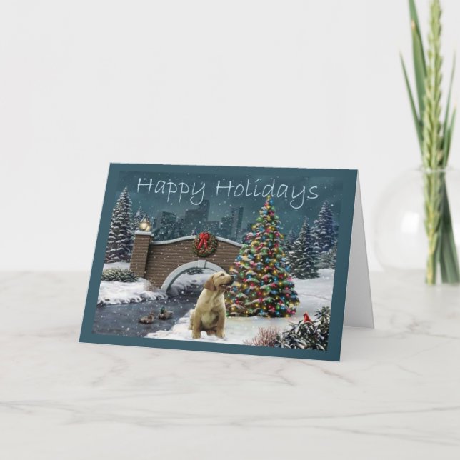 Labrador Retriever  Christmas Card Evening4 Helgkort (Framsida)