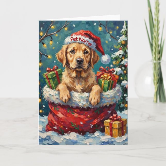 Labrador Retriever Christmas Santa Bag Adventure Kort (Framsida)