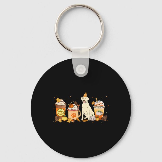 Labrador Retriever Coffee Pumpkin Spice Fall - tac Nyckelring (Framsida)
