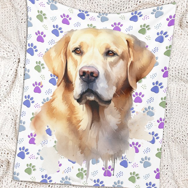Labrador Retriever Colorful Tass avtryck Hund älsk Fleecefilt (Skapare uppladdad)