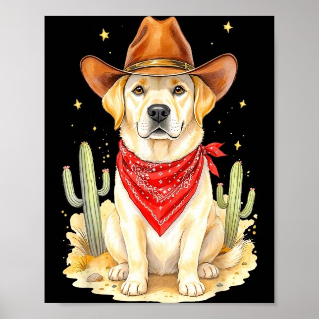 Labrador Retriever Cowboy Dog Western Llabrador Co Poster (Framsidan)