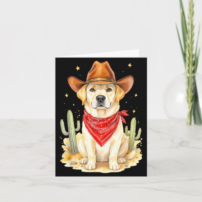 Labrador Retriever Cowboy Hund Western Labrador Co Kort (Framsida)