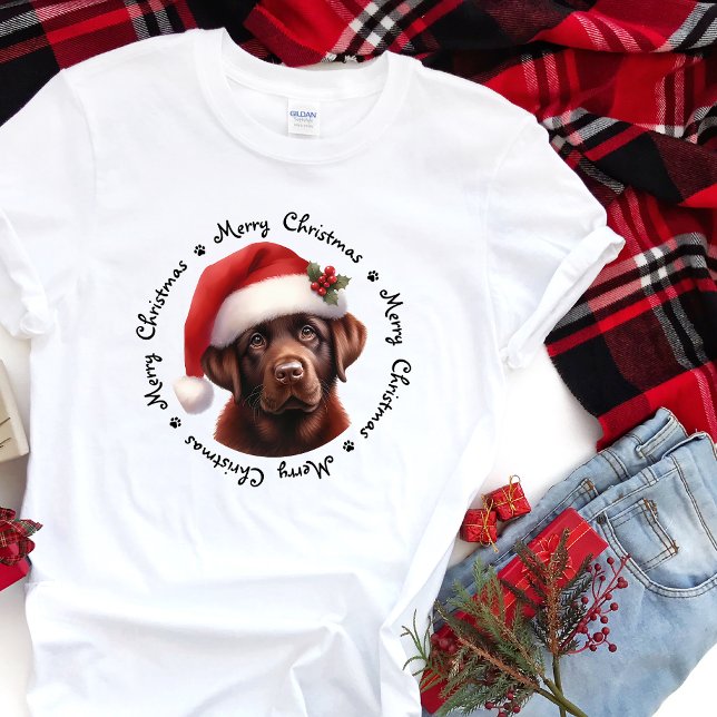 Labrador Retriever Cute Santa Hund Familjjul T Shirt (Skapare uppladdad)