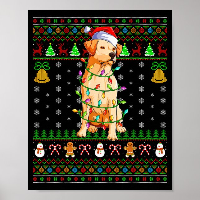 Labrador Retriever Dog Christmas Lights Ugly Sweat Poster (Framsidan)