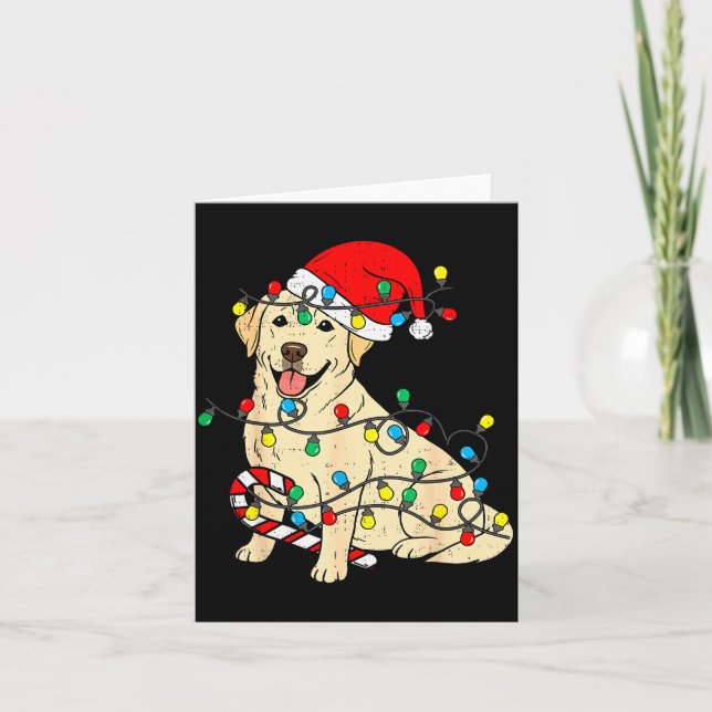 Labrador Retriever Dog Christmas Lights Xmas Pet D Kort (Framsida)