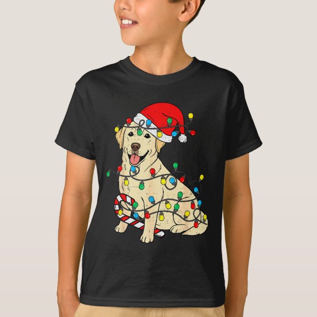 Labrador Retriever Dog Christmas Lights Xmas Pet D T Shirt (Framsida)