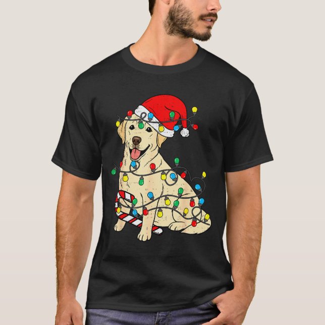 Labrador Retriever Dog Christmas Lights Xmas Pet D T Shirt (Framsida)