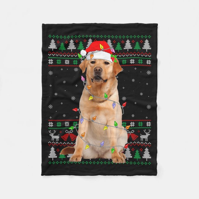 Labrador Retriever Dog Christmas Ugly Sweater Ligh Fleecefilt (Framsidan)