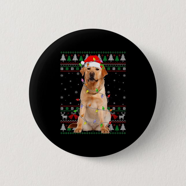 Labrador Retriever Dog Christmas Ugly Sweater Ligh Knapp (Framsida)