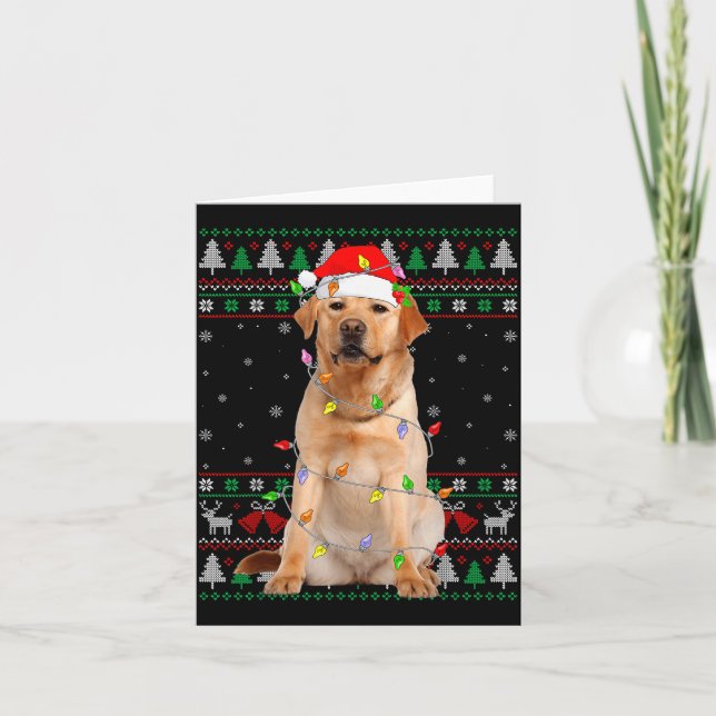 Labrador Retriever Dog Christmas Ugly Sweater Ligh Kort (Framsida)