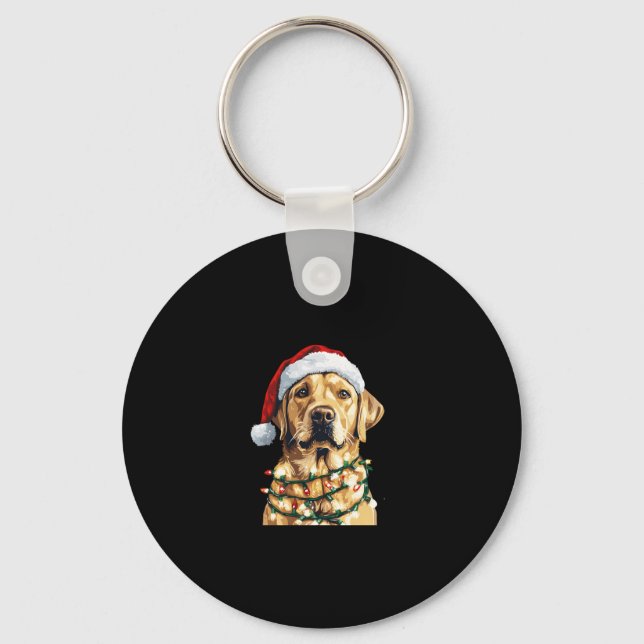 Labrador Retriever Dogs Tree Christmas Sweater Xma Nyckelring (Framsida)