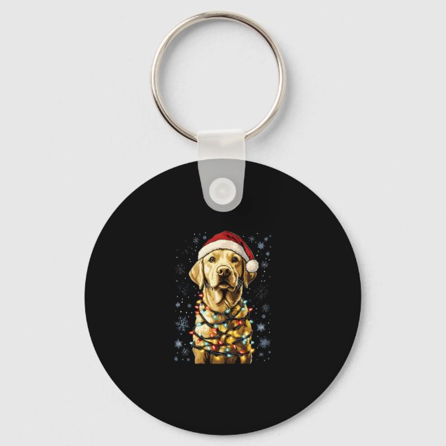 Labrador Retriever Dogs Tree Christmas Sweater Xma Nyckelring (Framsida)