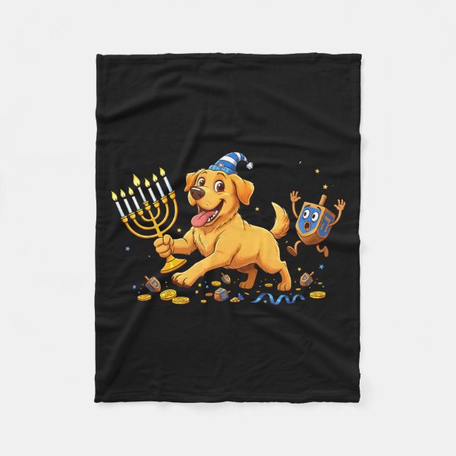Labrador Retriever Dreidel Menorah Hanukkah Kids W Fleecefilt (Framsidan)