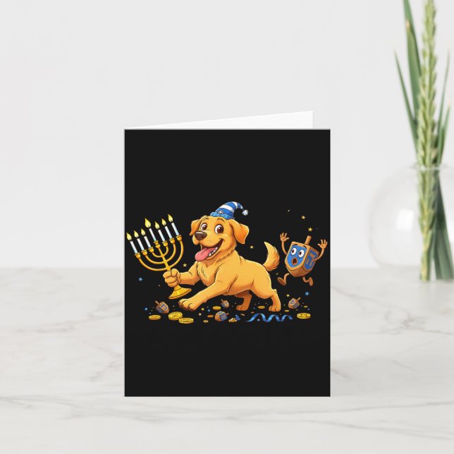Labrador Retriever Dreidel Menorah Hanukkah Kids W Kort (Framsida)
