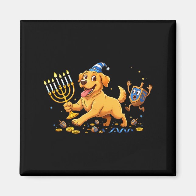 Labrador Retriever Dreidel Menorah Hanukkah Kids W Magnet (Framsidan)