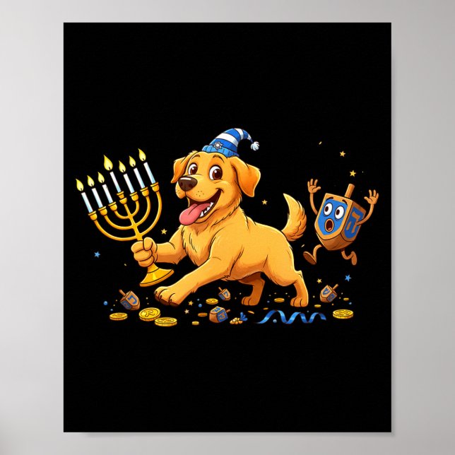 Labrador Retriever Dreidel Menorah Hanukkah Kids W Poster (Framsidan)