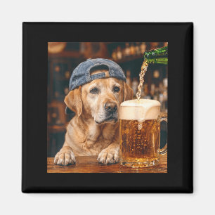 Labrador Retriever Dricker Öl Rolig Hund Meme Magnet
