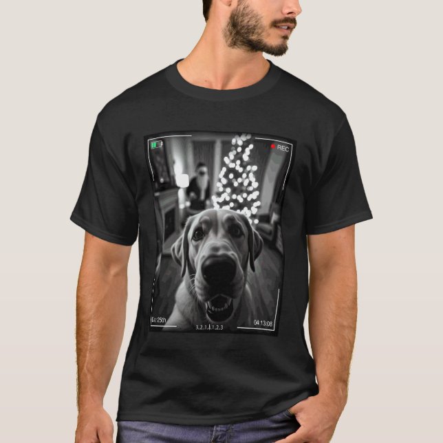Labrador Retriever Fångar Tomte På Kamera Jul T Shirt (Framsida)