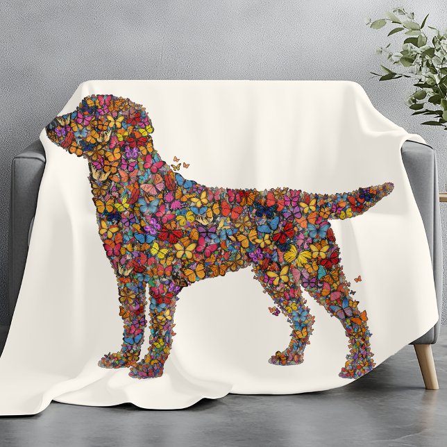 Labrador Retriever Fjäril Silhuett | Dog Mama Fleecefilt (Skapare uppladdad)