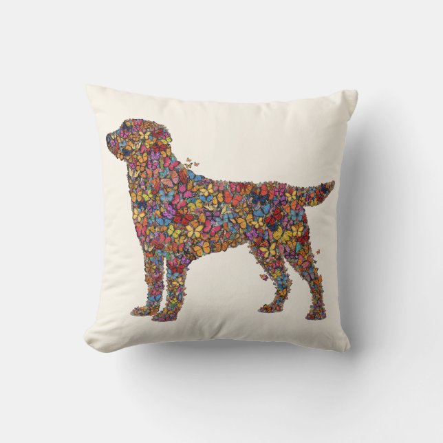 Labrador Retriever Fjärils Siluett | Dog Mama Kudde (Framsida)