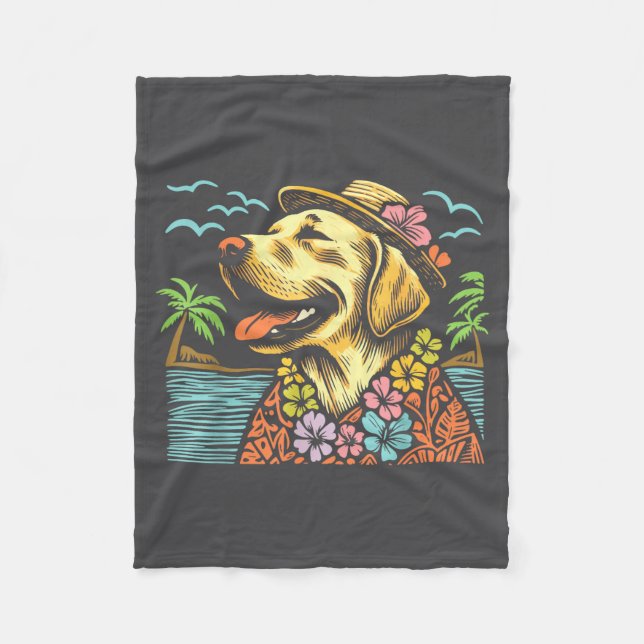 Labrador Retriever Floral Trocal Summer Vibes Hawa Fleecefilt (Framsidan)