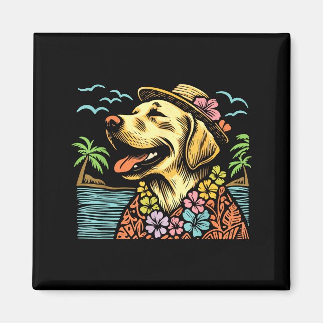 Labrador Retriever Floral Trocal Summer Vibes Hawa Magnet (Framsidan)