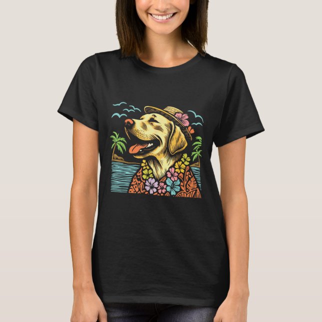 Labrador Retriever Floral Trocal Summer Vibes Hawa T Shirt (Framsida)
