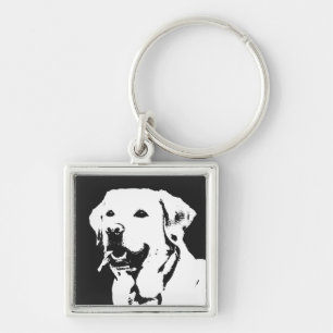 Labrador Retriever Fyrkantig Silverfärgad Nyckelring