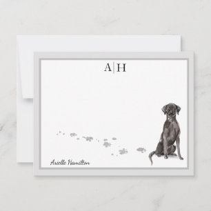 Labrador Retriever Grått Gräns Monogram-anteckning Anteckningskort
