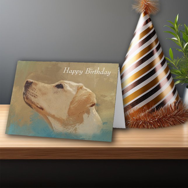 Labrador Retriever: Grattis på födelsedagen gula l Kort (Labrador Retriever Happy Birthday Yellow Lab Dog Card)