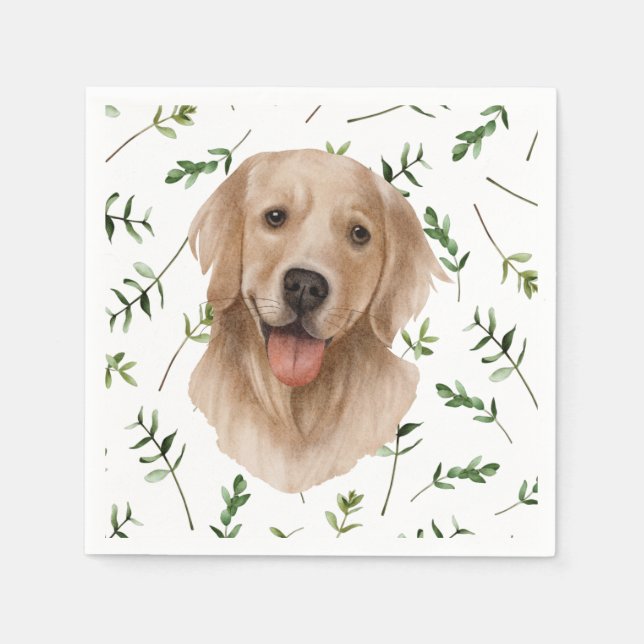 Labrador Retriever Greenery Boho Baby Shower Pappersservett (Framsidan)
