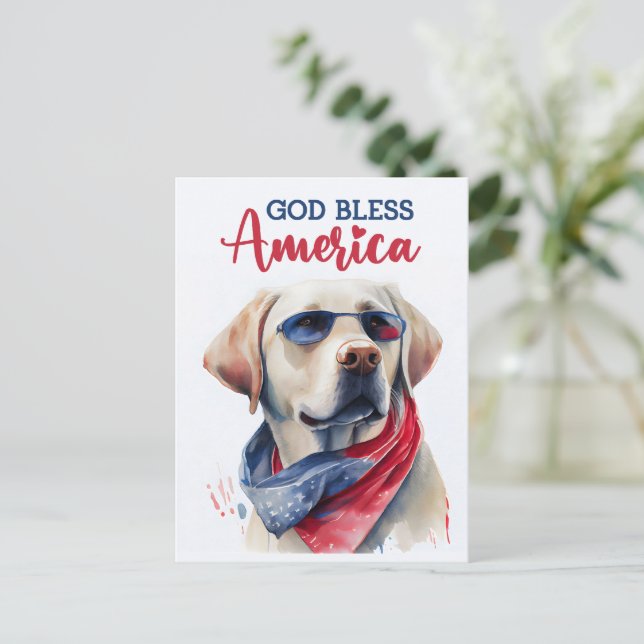 Labrador Retriever, Gud välsigne Amerika vykort (Stående Fram)