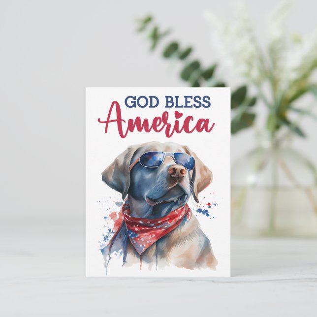 Labrador Retriever, Gud välsigne Amerika vykort (Stående Fram)