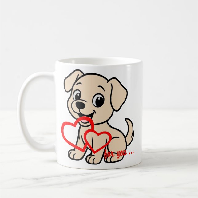 Labrador Retriever Gul Alla Hjärtans Dag Serieteck Kaffemugg (Vänster)