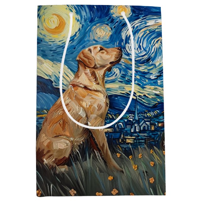 Labrador Retriever Gul lab Hund Starry Night (Framsidan)