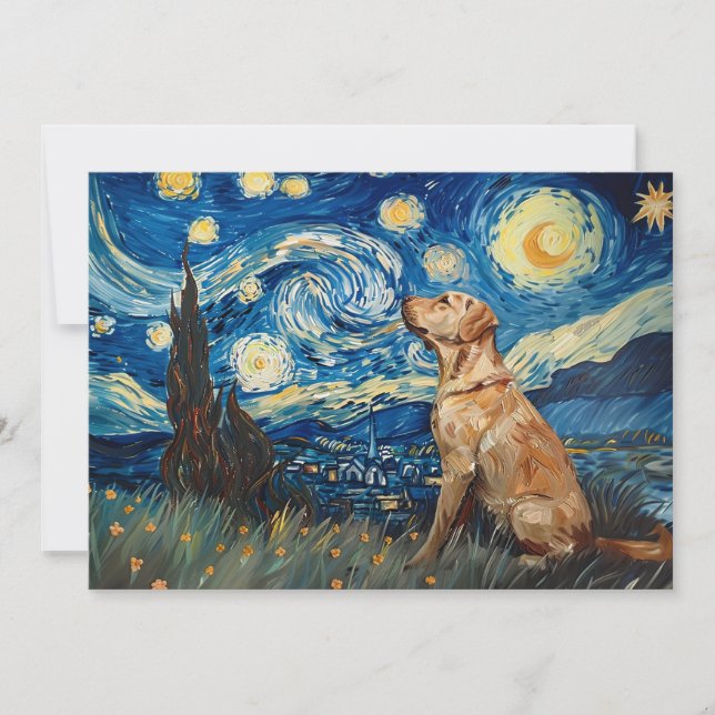 Labrador Retriever Gul lab Hund Starry Night Inbjudningar (Framsida)