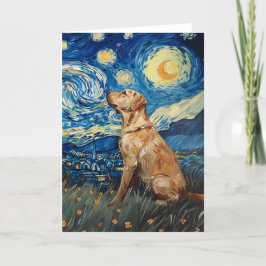 Labrador Retriever Gul lab Hund Starry Night Kort