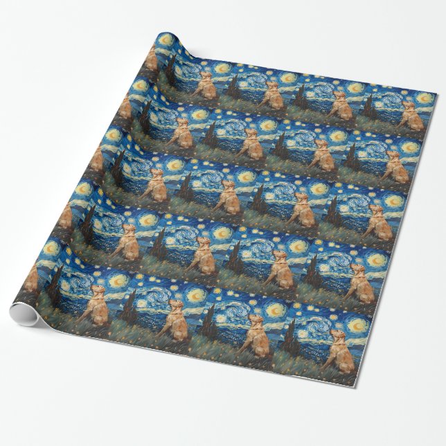 Labrador Retriever Gul lab Hund Starry Night Presentpapper (Utrullad)