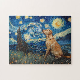 Labrador Retriever Gul lab Hund Starry Night Pussel