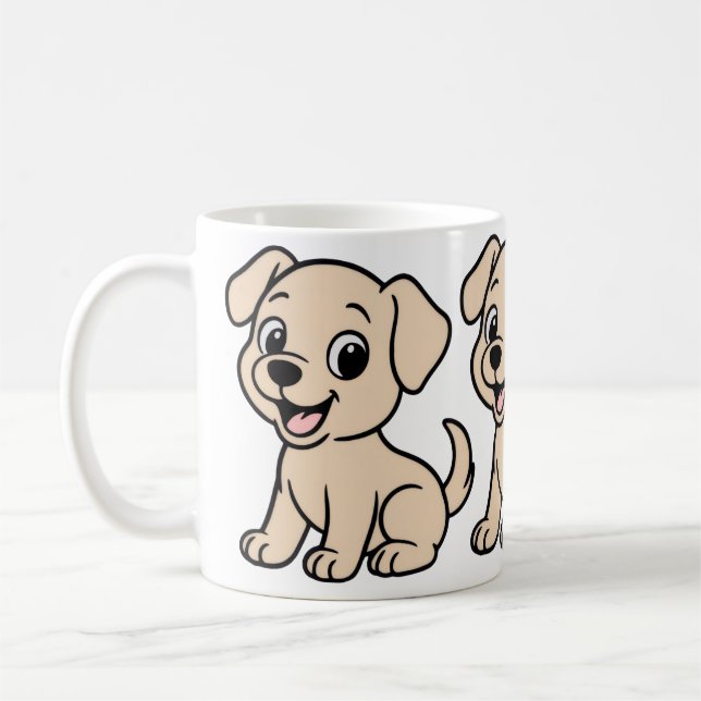 Labrador Retriever Gul Tecknad Sittande Kaffemugg (Vänster)