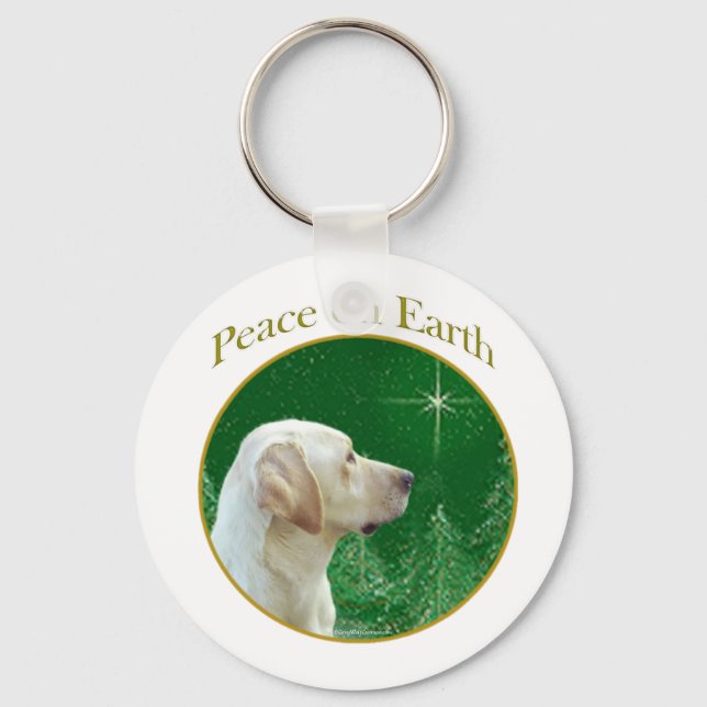Labrador Retriever (gult) Peace Nyckelring (Framsida)