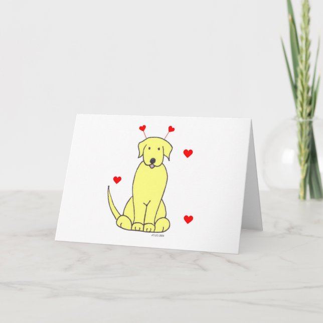 Labrador Retriever Gult Valentine Öron Card Helgkort (Framsida)