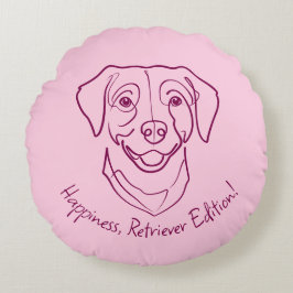 Labrador Retriever. Happiness, Retriever Edition! Rund Kudde