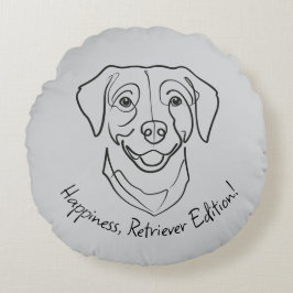 Labrador Retriever. Happiness, Retriever Edition! Rund Kudde