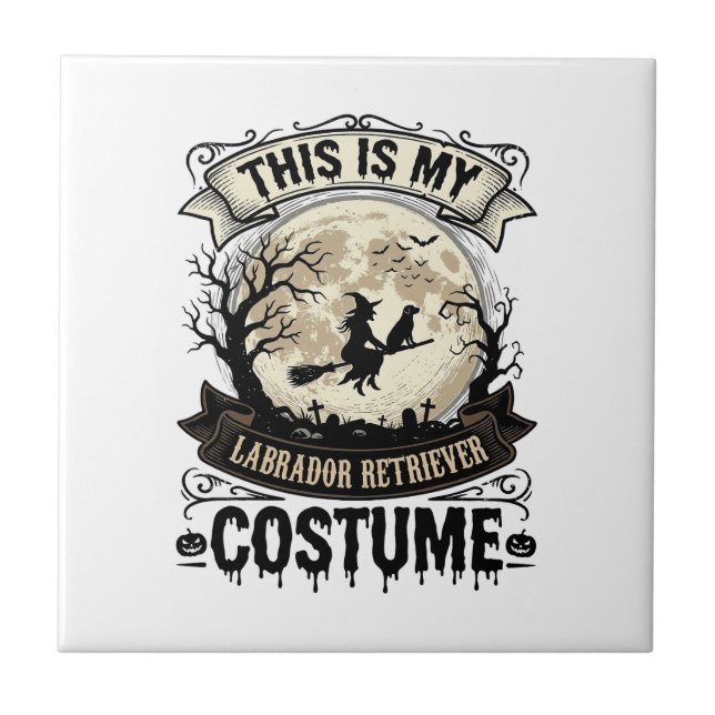 Labrador Retriever Häxa Halloween Kostym Tröja_1 Kakelplatta (Framsidan)