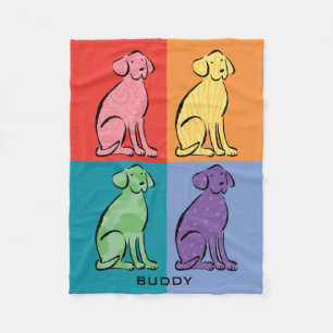Labrador Retriever Hund Art Färg Blocks Namn Fleecefilt