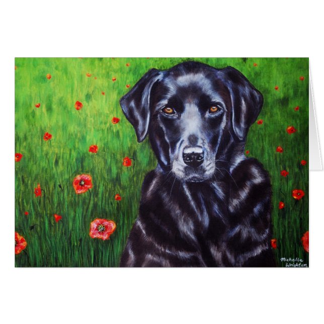 Labrador Retriever Hund Art - Poppy Hälsningskort (Framsidan Horizontal)
