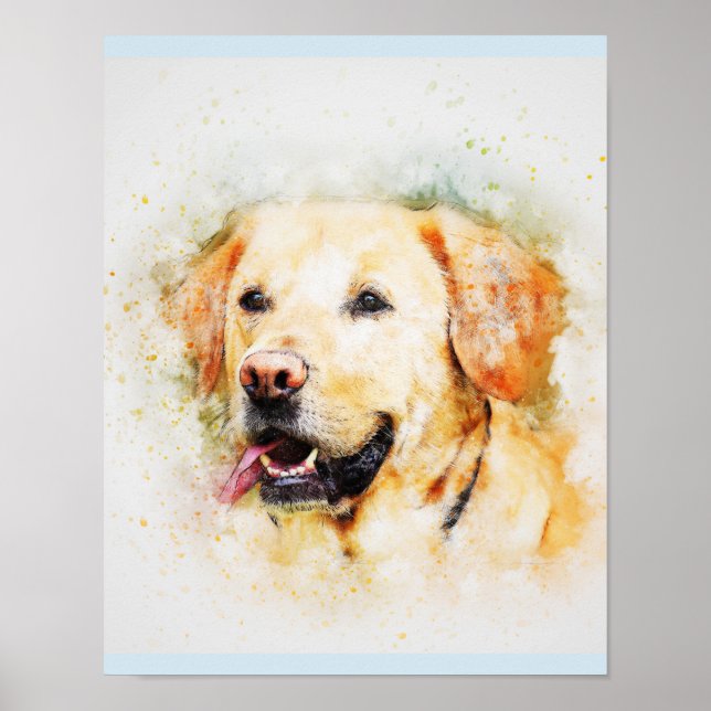 Labrador Retriever Hund Art Porträtt Poster (Framsidan)